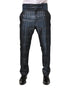 Dolce & Gabbana Blue Silver Shiny Silk Skinny Men Trouser Pants